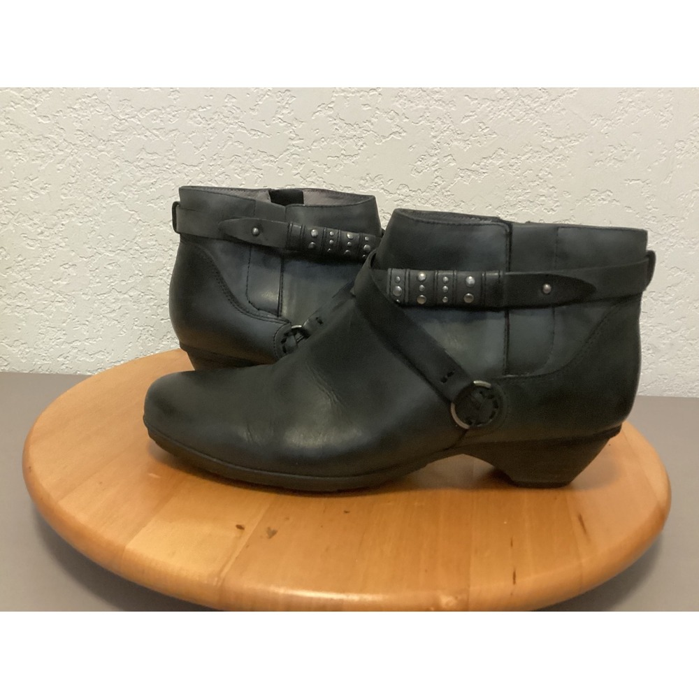 Abeo Nancy Ankle Boots Women 8N Black Leather Studded Strap B.I.O.system 5560